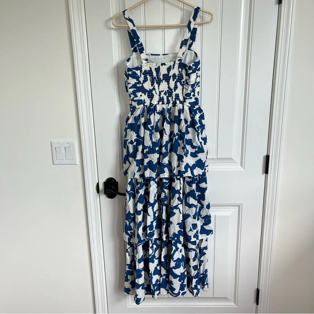 Abercrombie and Fitch Emerson‎ Tiered Maxi Dress Blue White Print Small NWT